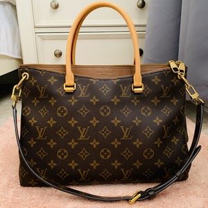 Louis Vuitton Pallas Mm Brown Monogram Canvas and Calf Leather Satchel